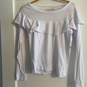 White ling sleeve ruffle Nation top